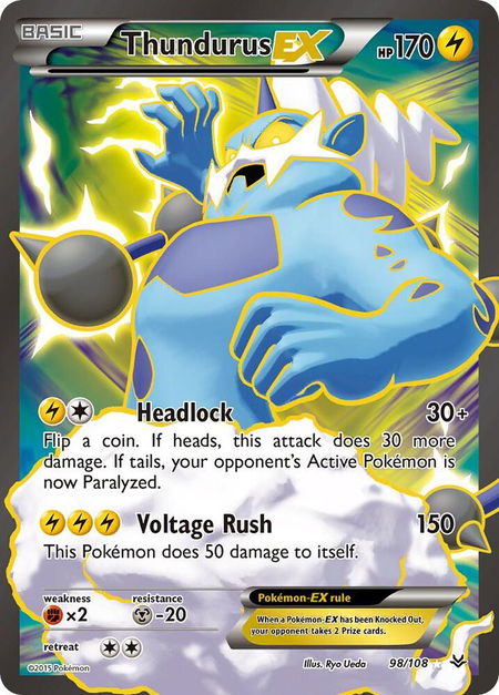 Thundurus EX (98 Full Art) - XY - Roaring Skies Pokémon trading card