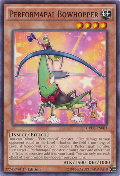 Performapal Bowhopper trading card from Crossed Souls Performapal Bowhopper - Crossed Souls YuGiOh trading card