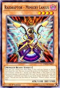 Raidraptor - Mimicry Lanius trading card from Crossed Souls Raidraptor - Mimicry Lanius - Crossed Souls YuGiOh trading card