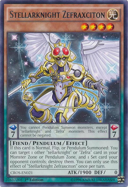 Stellarknight Zefraxciton trading card from Crossed Souls Stellarknight Zefraxciton - Crossed Souls YuGiOh trading card