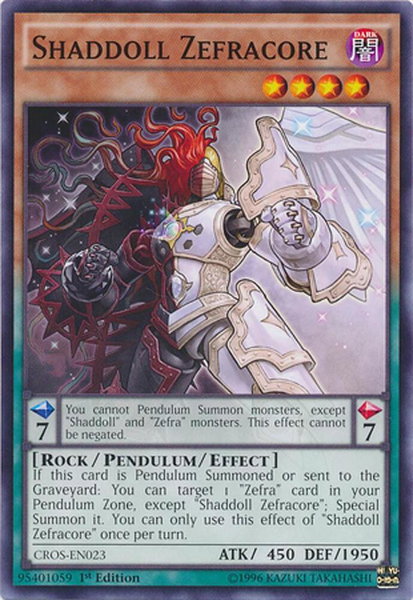 Shaddoll Zefracore trading card from Crossed Souls Shaddoll Zefracore - Crossed Souls YuGiOh trading card