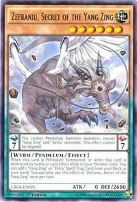 Zefraniu, Secret of the Yang Zing - Crossed Souls YuGiOh trading card