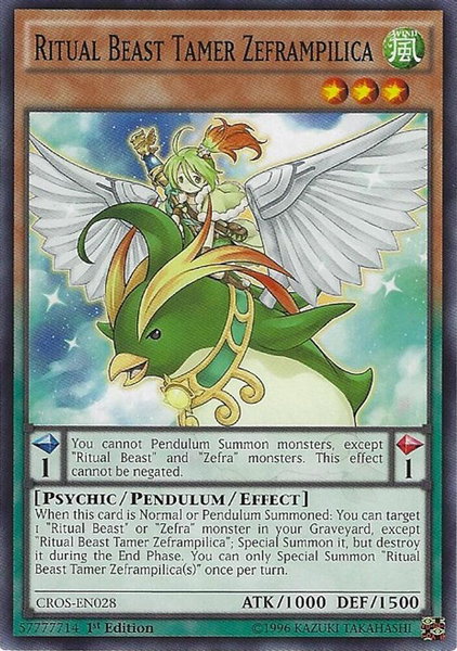Ritual Beast Tamer Zeframpilica trading card from Crossed Souls Ritual Beast Tamer Zeframpilica - Crossed Souls YuGiOh trading card