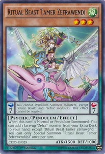 Ritual Beast Tamer Zefrawendi - Crossed Souls (CROS) #CROS-EN029 - Rare YuGiOh Trading Card