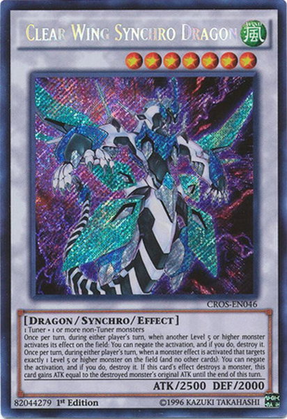 Clear Wing Synchro Dragon trading card from Crossed Souls Clear Wing Synchro Dragon - Crossed Souls YuGiOh trading card