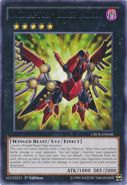Raidraptor - Blaze Falcon trading card from Crossed Souls Raidraptor - Blaze Falcon - Crossed Souls YuGiOh trading card