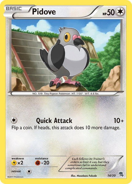 Pidove (#14) trading card from BW Trainer Kit: Excadrill & Zoroark Pidove (#14) - BW Trainer Kit: Excadrill & Zoroark Pokémon trading card