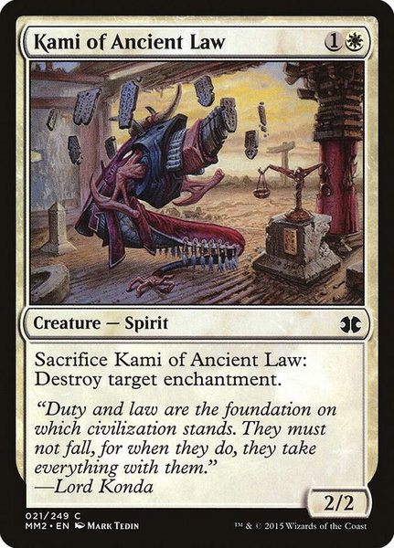Kami of Ancient Law trading card from Modern Masters 2015 Kami of Ancient Law - Modern Masters 2015 Magic: The Gathering trading card