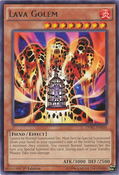 Lava Golem trading card from Duelist Pack: Battle City Lava Golem - Duelist Pack: Battle City YuGiOh trading card